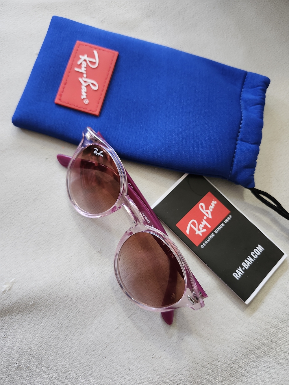 Ray-Ban Kids  Transparent Pink Round Sunglasses with Rose Lenses